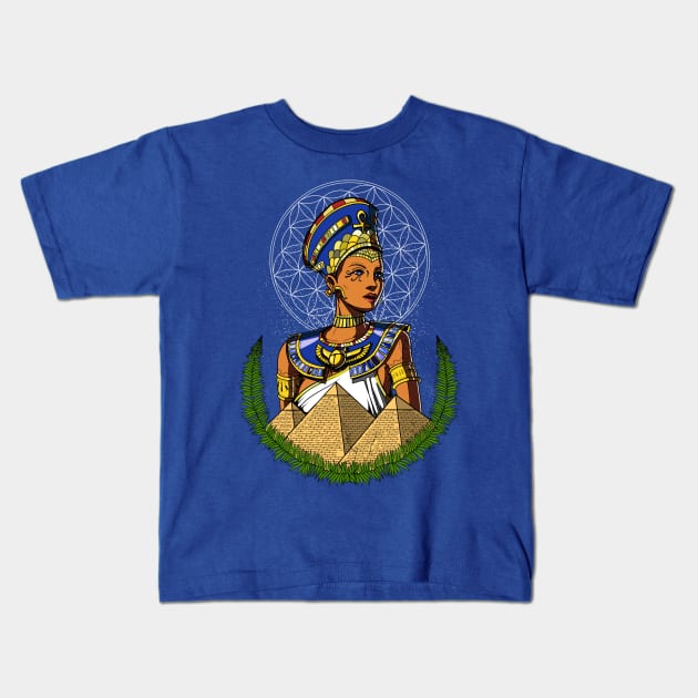 Egyptian Queen Nefertiti Kids T-Shirt by underheaven